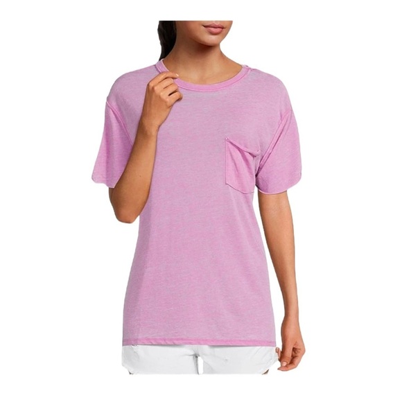 NWT Free People Vella Tee / pink plum - Picture 3 of 4